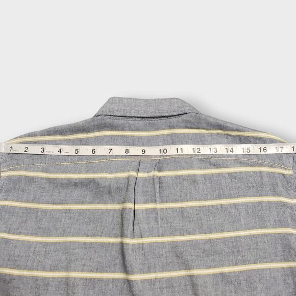 Marine Layer Alemany Mens Casual Button Up Shirt Gray Yellow Stripe Sz Medium - Picture 12 of 13